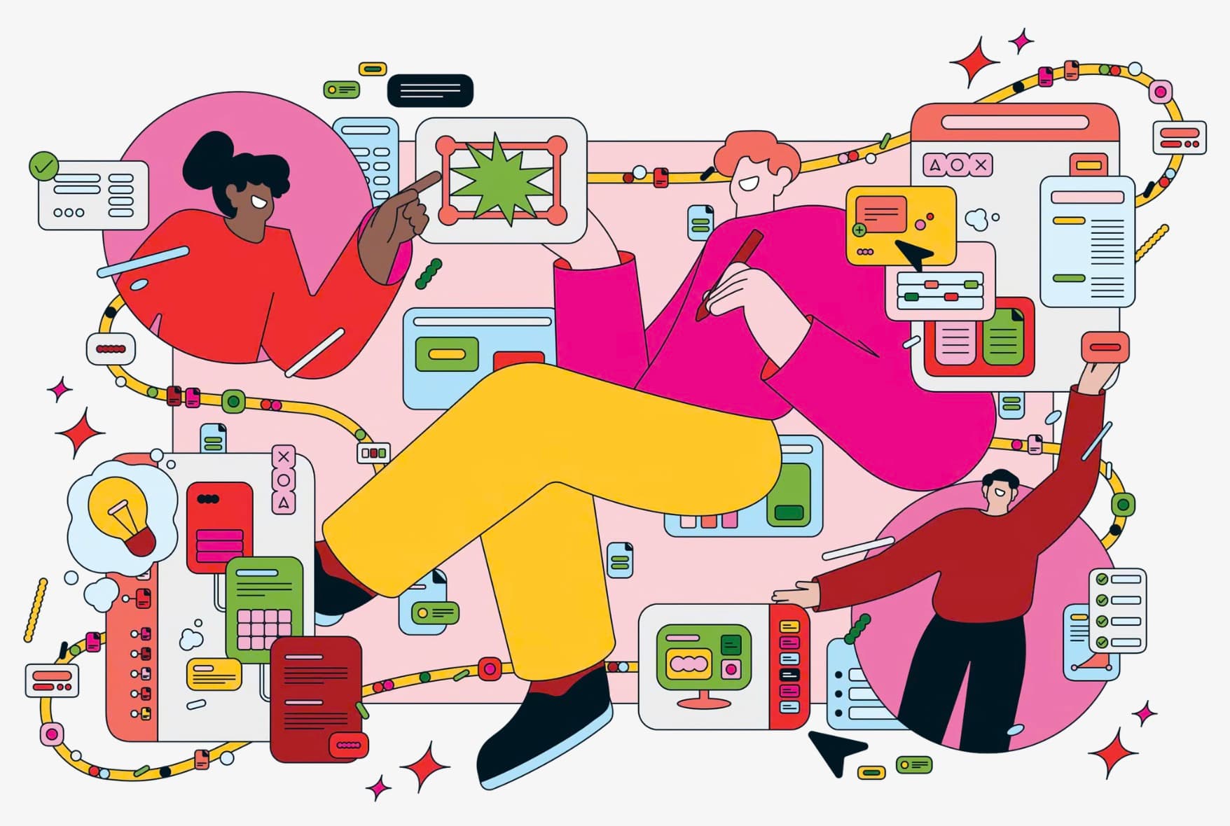 Bratislav Milenković Draws Three Creatives into a Social Timeline for The Guardian